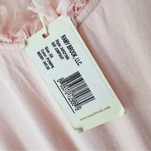 Ramy Brook NEW! Powder Pink Ray Jumpsuit Fringe Neckline Ankle Cuffs Size XS