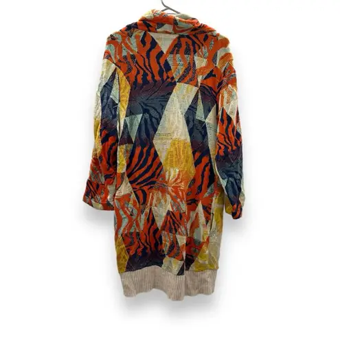 RTR Aldo Martins Naeba Geometric Multicolor Patchwork Long Sleeve Cardigan Sz 2 Orange