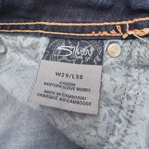 Silver Jeans Suki Surplus Sz 29x30 Low Rise Boot Cut Flare Embroidered Western Blue