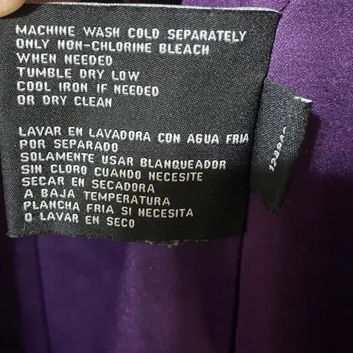 London Fog Women's Small Black Hooded BLETED Trench Coat with Purple Lining EUC