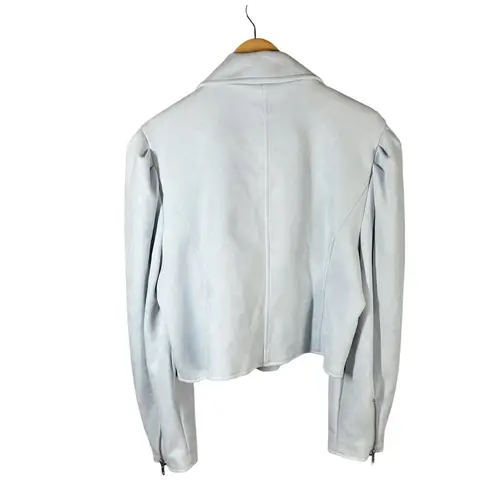Bagatelle Puff Sleeve Moto Jacket Ice Blue Size XL