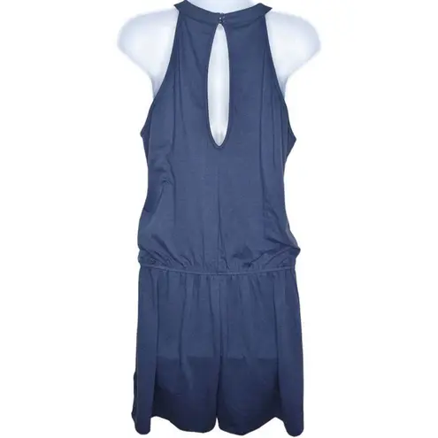 Merokeety Womens Navy Blue Sleeveless Halter Neck Elastic Waist Romper Large NWT