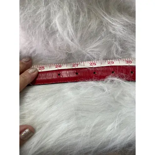 Red Leather Belt With Gold Buckle & Spiral Detail By Riki Designs Small Size Gen