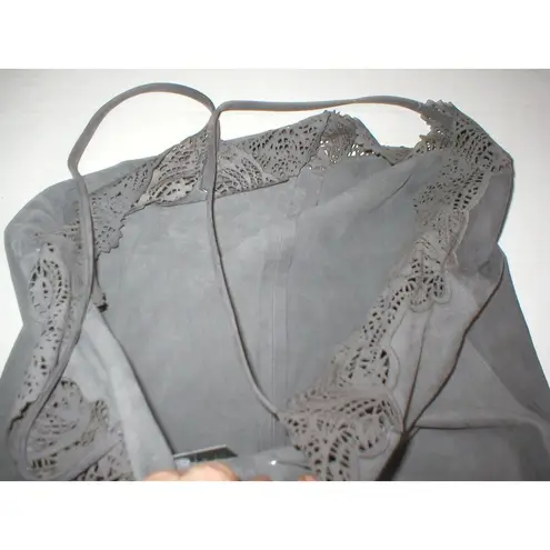 Womens New Ralph Lauren $398 NWT Gray Leather Suede Lace Tank Top Cami Nice 10