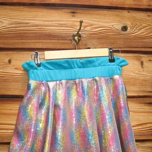 Queen of Sparkles Rainbow Glitter Skirt Skort Blue Size XS