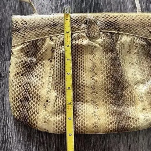 Vintage Pico Bello Genuine Boa Snake Skin Leather Shoulder Crossbody Purse Bag Brown