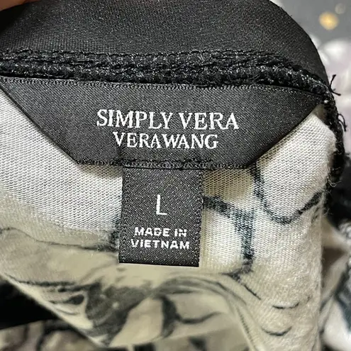 Simply Vera, Vera Wang Simply Vera Pullover Top Tunic Floral Black Grey Size L Large