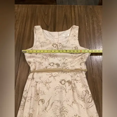 Moulinette Soeurs Cream Gold Sleeveless Dress Keyhole pleated Back peplum L 10