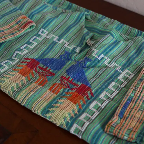 Vintage Mayan Huipil Tunic Top Made in Guatemala Embroidered Birds Youth S Green Size XXS