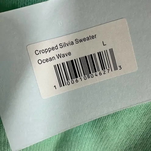 Hill House The Cropped Sylvie Sweater Size Large Ocean Wave Merino Wool