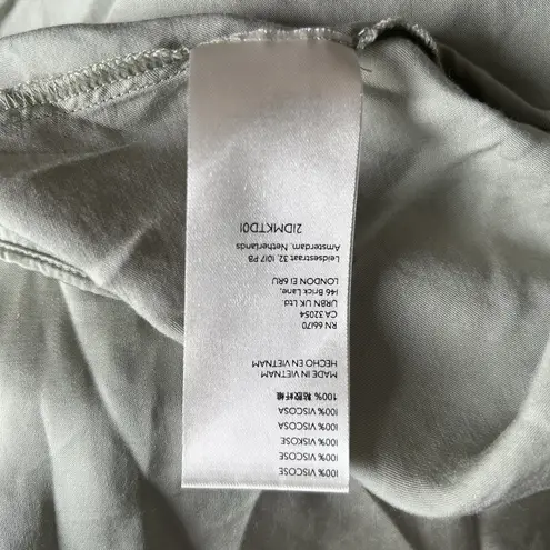 BHLDN Anthropologie Matine Satin Robe Large Sage Green Lave Trim Sleep Lounge