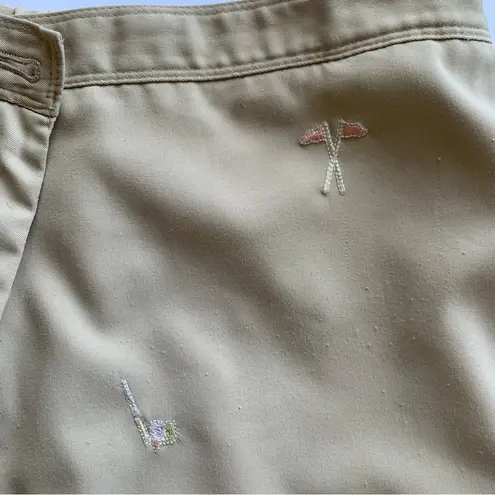 Coral Bay Golf Shorts Tan Embroidered Design Size 30 Sporty Lightweight Preppy