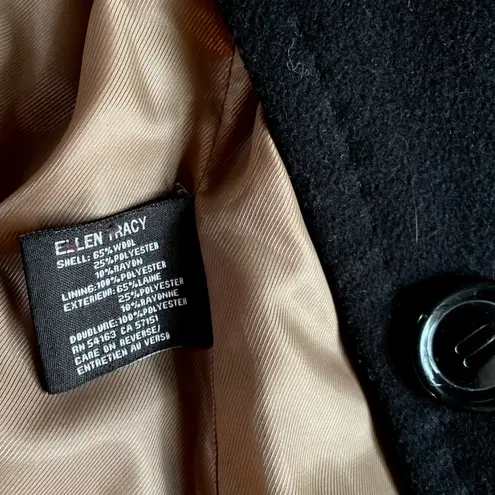 Ellen Tracy Wool Blend Button Wide Collar Lapel Coat Size 2