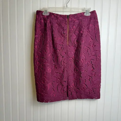 CAbi  Burgundy Lace Pencil Skirt