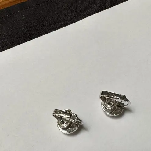 Trifari Crown Small Textured Silver Tone Clip On Earrings Signed