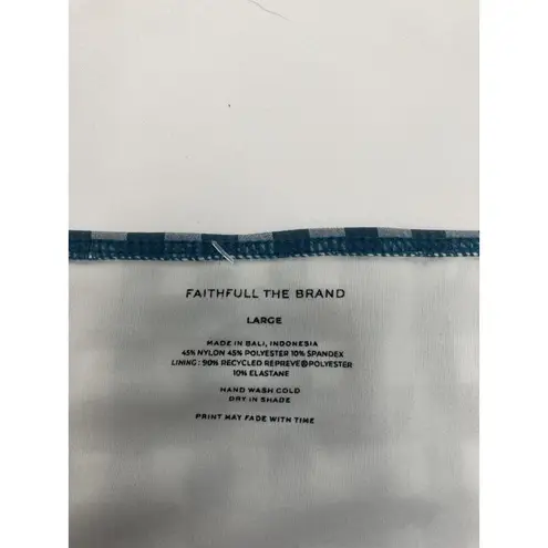 Faithfull the Brand Womens Blue Check Print Swim Bottom L