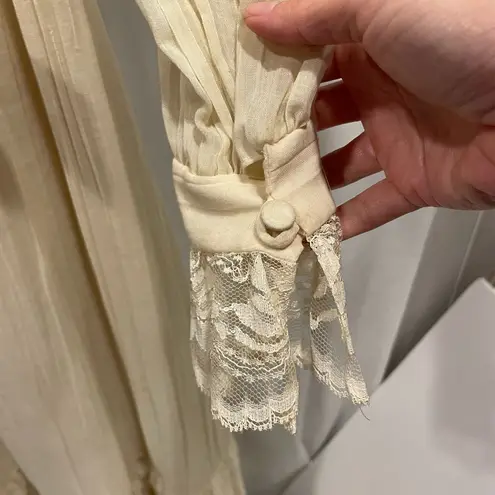 Handmade Stunning vintage 60’s-70’s boho lace prairie maxi ruffle dress delicate buttons