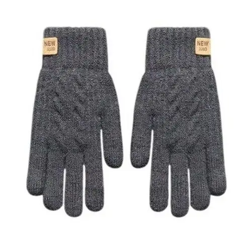 Unisex Thermal Warm Thick Fleece Lined Touchscreen Blue Knit Gloves NEW Winter Gray