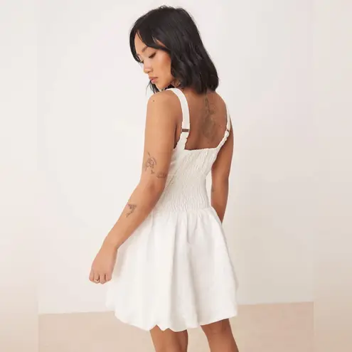 Ever New Square Neck Dropped Hem Mini Dress (Size 8) White