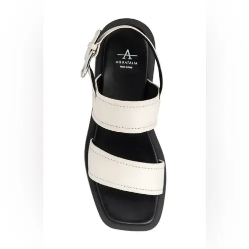 Aquatalia | Joni Leather Sporty Slingback Sandals in Eggshell Ivory Sz 9M