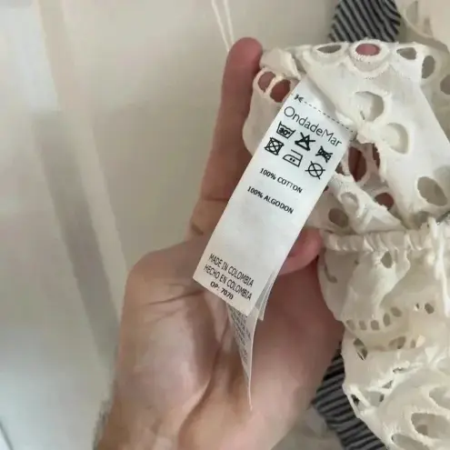 120 NWT Ondademar Eyelet Halter Swim Blouse Size XS White