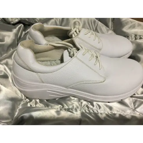 Hawkwell White Leather Lace Up Comfort Shoes Size 10 Women Nurse Work School