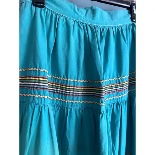 Vintage Turqouis Colorful Stitch Women's Skirt Green