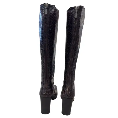 via spiga Italian Leather Brown Snakeskin Knee-High Riding Boots Womens 5.5M SKU