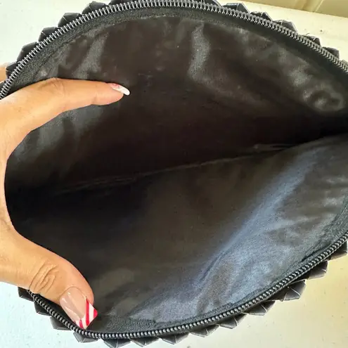 Hawaiian Lauhala Mahina Pandan Leaf Half Moon Woven Lined Zipper Clutch Purse Black