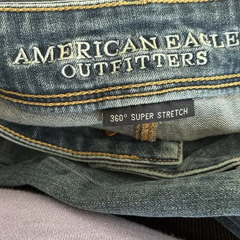 American Eagle AE  Super Stretch 360 Kick Boot Denim Jean Sz 12X29 Short Med Wash