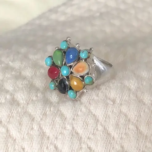 Sterling Silver BARSE Multi-Gemstone Inlaid Ring