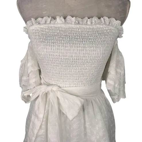 Aura High Low Eyelet Dress White Medium Bridal Shower New