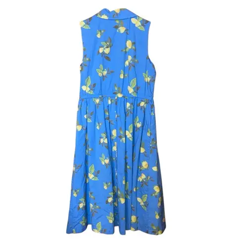 Jason Wu Sleeveless Blue Lemon Printed Collared Button Front Midi Dress XS #754