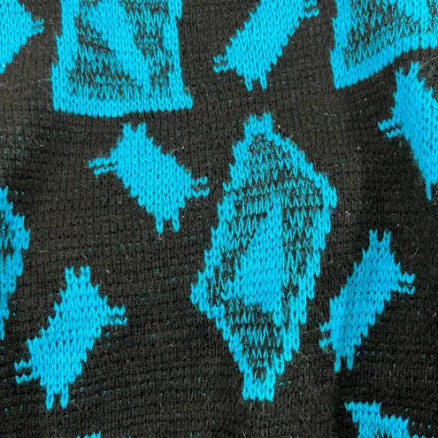 VTG 80s NICOLAS ALLEN CROP GEOMETRIC RETRO AESTHETIC PATTERN M BLACK/TEAL PREOWN Black Size M