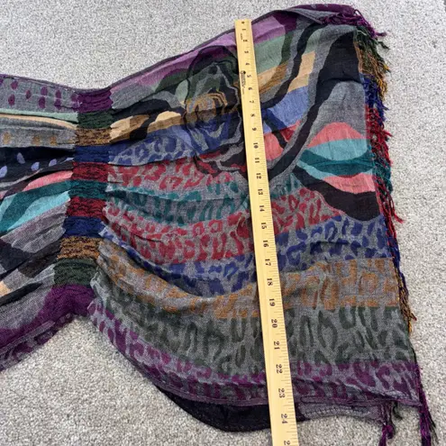 Boho Abstract Floral Print Gauze Scarf Wrap Shawl Fringe Cinched Arm Wrap Casual Purple