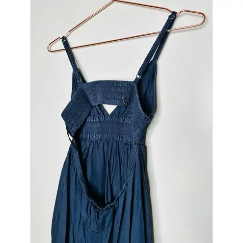 ALC Frank A.L.C. Dark Blue 100% Cotton Sleeveless V-Neck Back Cutout Rhodes Dress Size 4