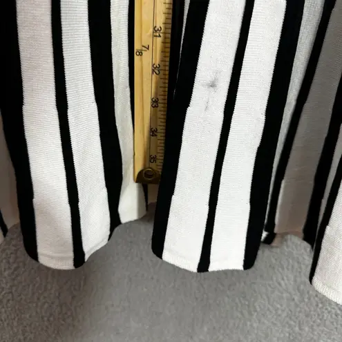 Nanette Lepore  Dress Medium Black White Striped Pleated A Line Mod Preppy