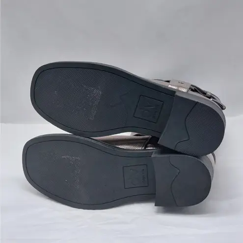 Dolce Vita Armonda Metallic Ankle Boots Women’s 6 Silver Buckle Moto Biker