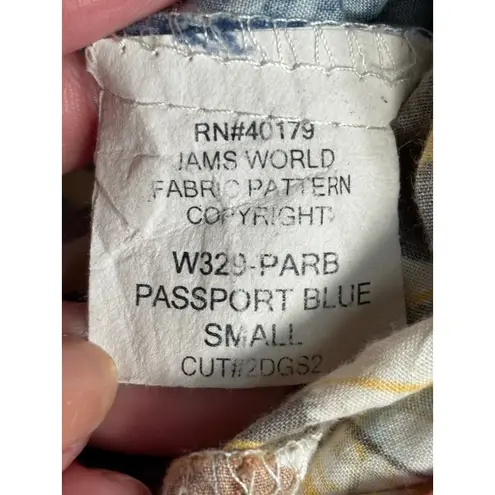 Jams World Hattie Dress Passport Blue Art Print Scoop Neck Tiered Hem Hawaiian