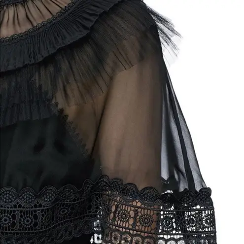 Self Portrait Self-Portrait Black Chiffon Cape Overlay Cady Mini Dress Size 4