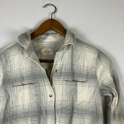 Marine layer Gray Rose Overshirt Plaid Flannel Button Down Top