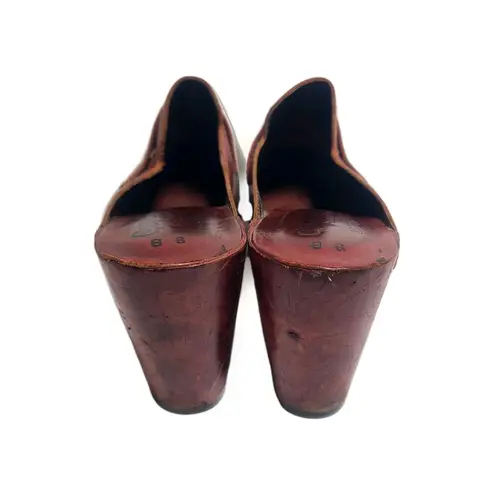 Vintage Capetos Brown Leather Clogs Heels Made in Brazil Wooden Soles Size 9