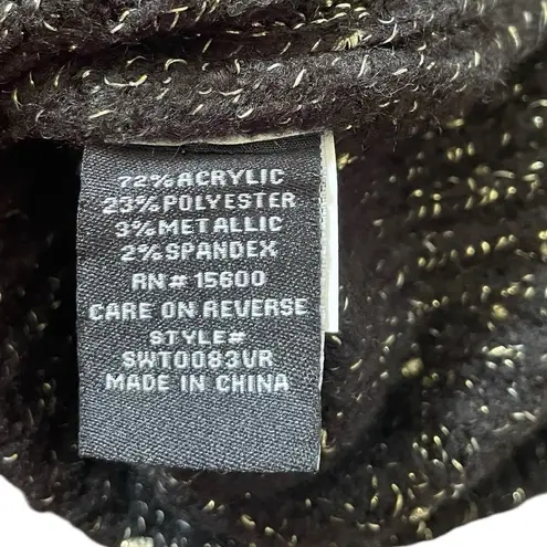 Violets & Roses Black Gold Metallic Sparkle Wrap Bishop Long Sleeve Sweater Top Size XL