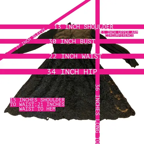 VINTAGE 1960'S MISS SOPHISTICATE FRANCES HENAGHAN BLACK SILK LACE DRESS (XS)