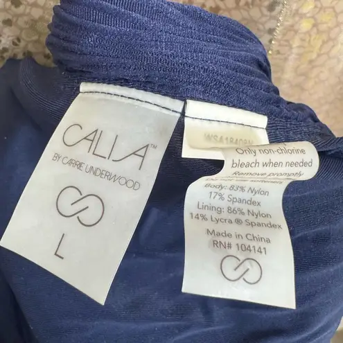 Calia Carrie Underwood Navy Blue Textured Bikini Swim Bottoms Large