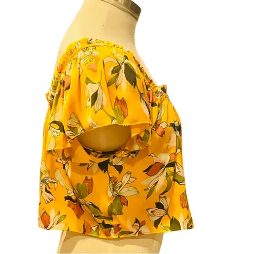 Current Air Anthropologie Floral Yellow Crop Top Size Small