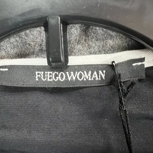 Fuego Woman Jacket Womens 8 Black Multicolor Mixed Media Full Zip Artsy Chic NEW