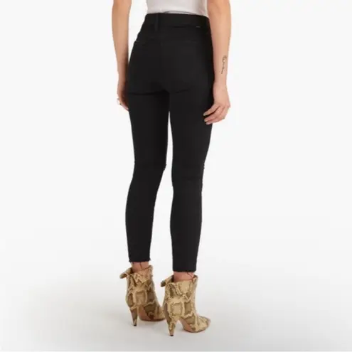 MOTHER Denim The Looker Ankle Fray Skinny Jeans in Guilty As Sin Black