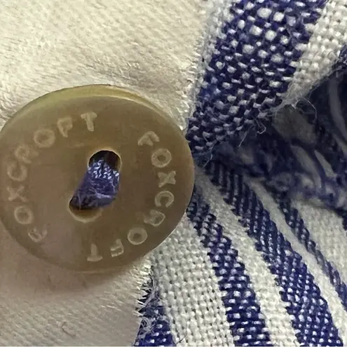 Foxcroft Size 18 Linen Purple & White Stripe Hidden Button Front Shirt Top