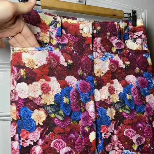 Opening Ceremony Thierry Boutemy Floral Print Mid-Rise Skinny Jeans Pink Sz 4